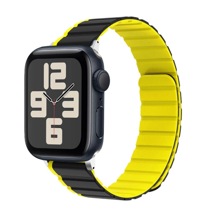 Lisslune | For Apple Watch SE 2023 44mm ZGA Two-Color Magnetic Silicone Watch Strap (Gray+Yellow)