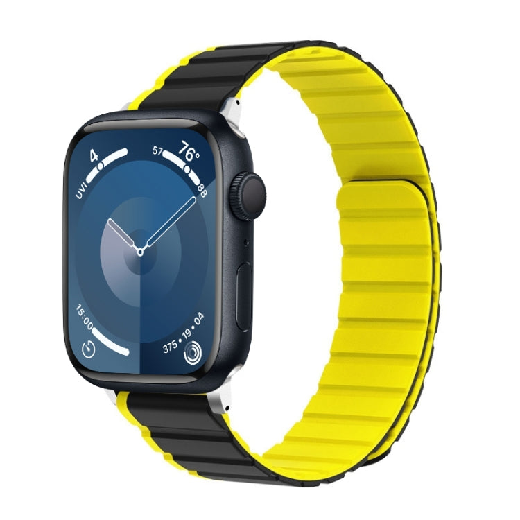 Lisslune | For Apple Watch Series 9 45mm ZGA Two Colors Magnetic Silicone Band (Gray+Yellow)