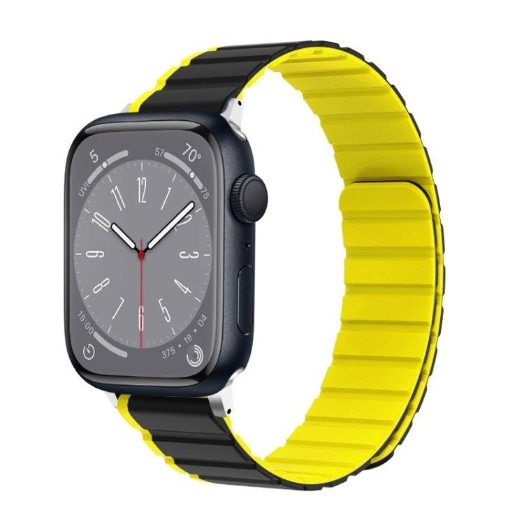 Lisslune | For Apple Watch Series 8 45mm ZGA Two Color Magnetic Silicone Wristband (Gray+Yellow)
