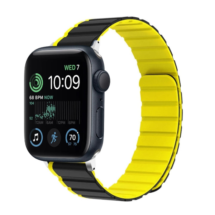 Lisslune | For Apple Watch SE 44mm ZGA Two Colored Magnetic Silicone Watch Band (Gray+Yellow)