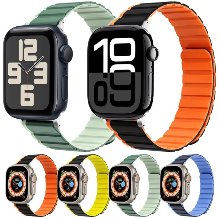 Lisslune | For Apple Watch Ultra 49mm ZGA Two-Color Magnetic Silicone Watch Strap (Dark Blue + Light Blue)