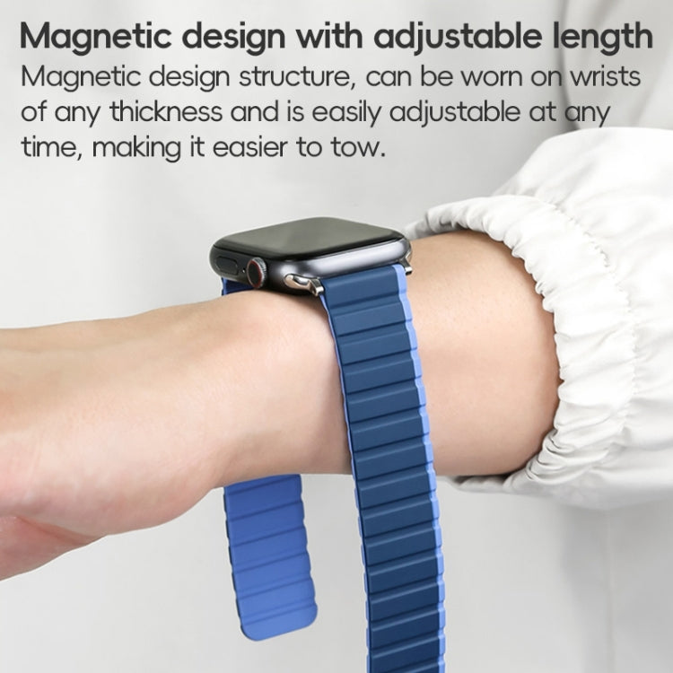 Lisslune | For Apple Watch Ultra 49mm ZGA Two-Color Magnetic Silicone Watch Strap (Dark Blue + Light Blue)