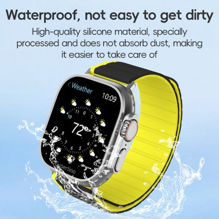Lisslune | For Apple Watch Ultra 49mm ZGA Two Colored Magnetic Silicone Watch Band (Black+Orange)