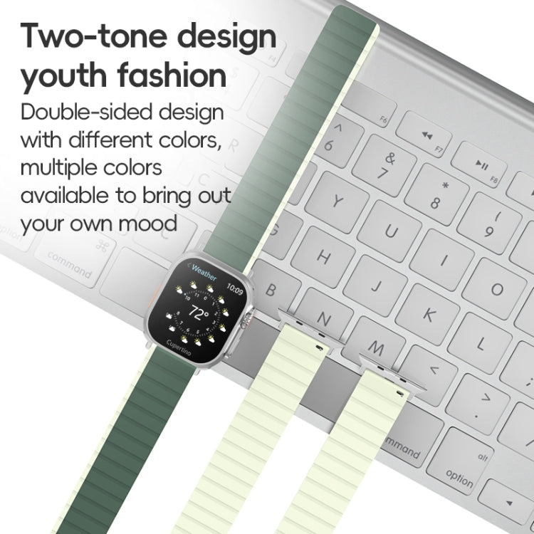 Lisslune | For Apple Watch Ultra 49mm ZGA Two Colored Magnetic Silicone Watch Band (Black+Orange)