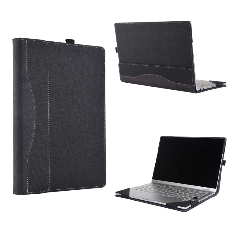 Lisslune | For Microsoft Surface Laptop 6 15 inch Fabric Texture Laptop Leather Case with Stand Function (Black)