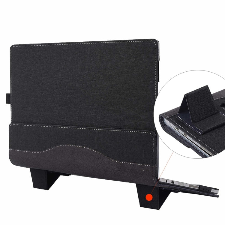Lisslune | For Microsoft Surface Laptop 6 15 inch Fabric Texture Laptop Leather Case with Stand Function (Black)