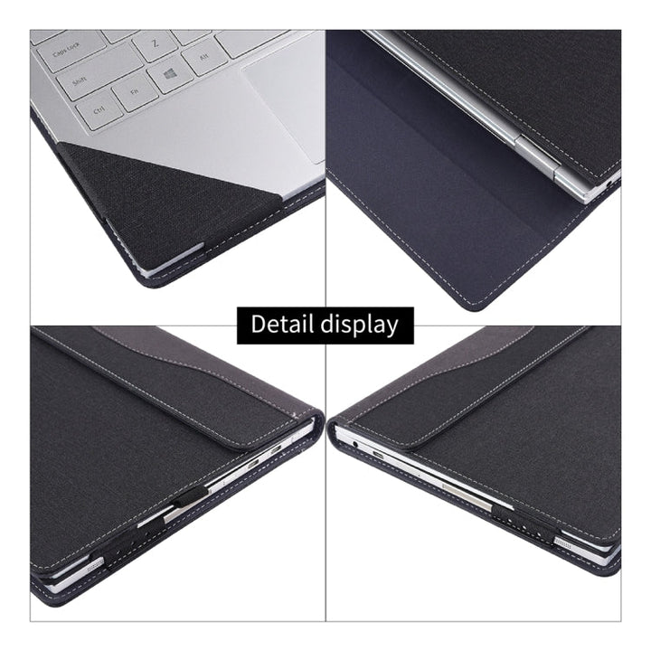 Lisslune | For Microsoft Surface Laptop 6 15 inch Fabric Texture Laptop Leather Case with Stand Function (Black)