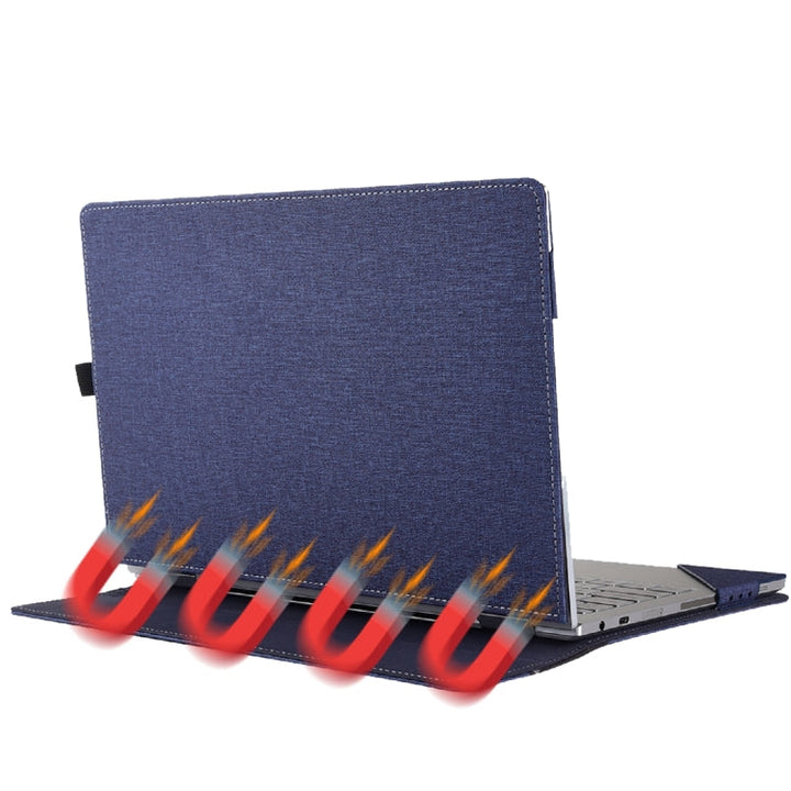 Lisslune | For Microsoft Surface Laptop 6 15 inch Fabric Texture Laptop Leather Case with Stand Function (Blue)