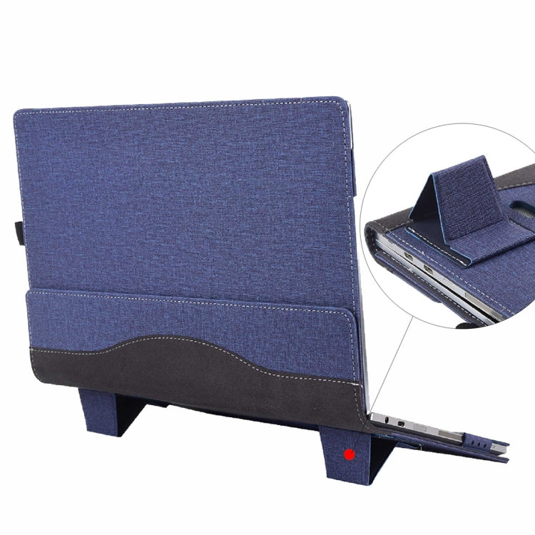 Lisslune | For Microsoft Surface Laptop 6 13.5 inch Fabric Texture Laptop Leather Case with Stand Function (Blue)