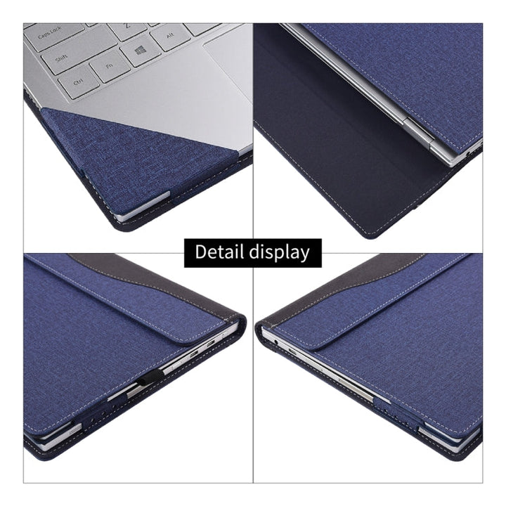 Lisslune | For Microsoft Surface Laptop 6 13.5 inch Fabric Texture Laptop Leather Case with Stand Function (Blue)
