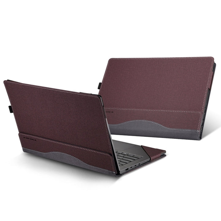 Lisslune | For HP Envy X360 14 inch 14-fa 2024 Leather Laptop Shockproof Protective Case (Wine Red)