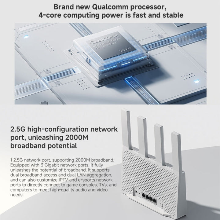 Lisslune | Xiaomi Router BE3600 WiFi7 2.5G Port Dual Band, US Plug (White)