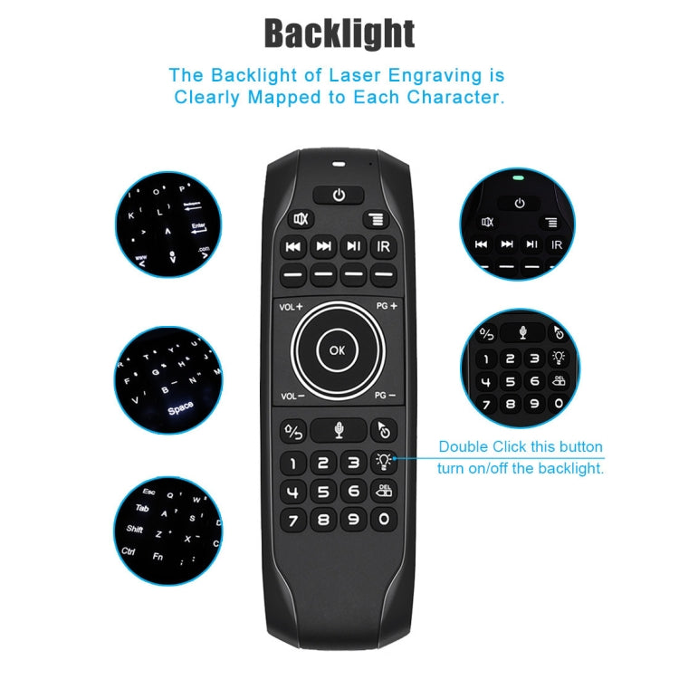 Lisslune | G7V Pro 2.4GHz Fly Air Mouse LED backlight Wireless keyboard remote control with gyroscope for Android TV Box / PC, support for smart voice