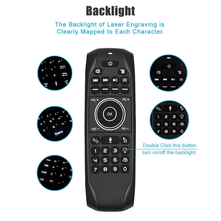Lisslune | G7V Pro 2.4GHz Fly Air Mouse LED backlight Wireless keyboard remote control with gyroscope for Android TV Box / PC, support for smart voice