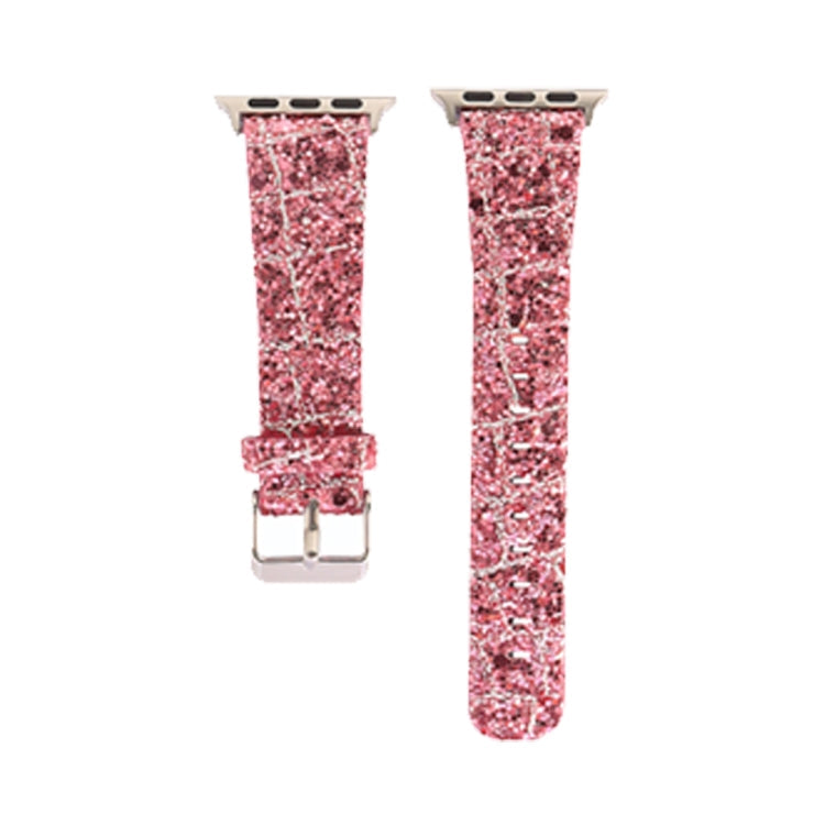 Lisslune | For Apple Watch 5 & 4 44mm / 3 & 2 & 1 42mm Glitter Sequins Leather Strap (Pink Silver)