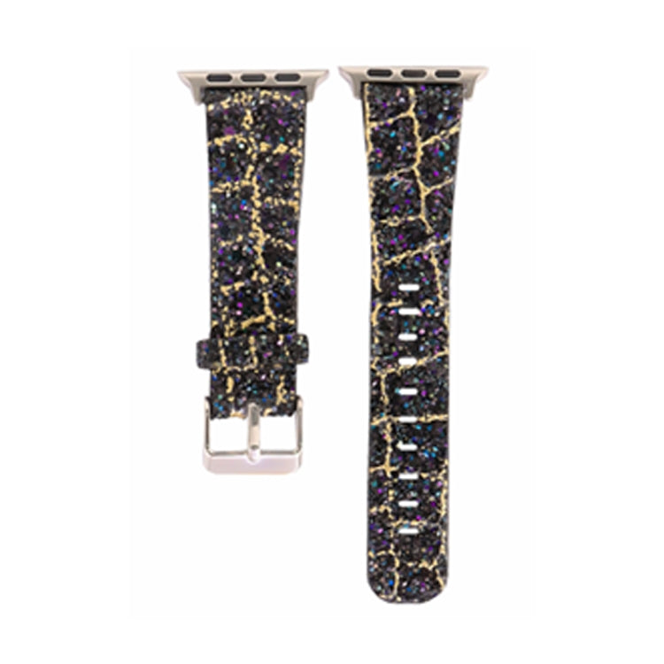 Lisslune | For Apple Watch 5 & 4 44mm / 3 & 2 & 1 42mm Glitter Sequin Leather Band (Black Gold)