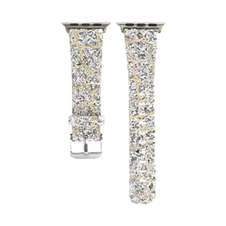Lisslune | For Apple Watch 5 & 4 44mm / 3 & 2 & 1 42mm Glitter Sequin Leather Watch Band (Gold Silver)