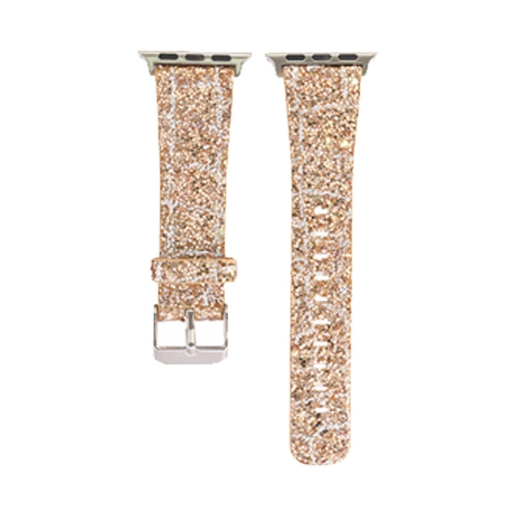 Lisslune | For Apple Watch 5 & 4 44mm / 3 & 2 & 1 42mm Glitter Sequin Leather Band (Rose Gold)