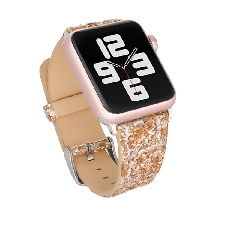 Lisslune | For Apple Watch 5 & 4 44mm / 3 & 2 & 1 42mm Glitter Sequin Leather Band (Rose Gold)