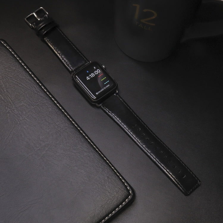 Lisslune | For Apple Watch 5 & 4 44mm / 3 & 2 & 1 42mm Square Tail Retro Crazy Horse Leather Watch Band (Black)
