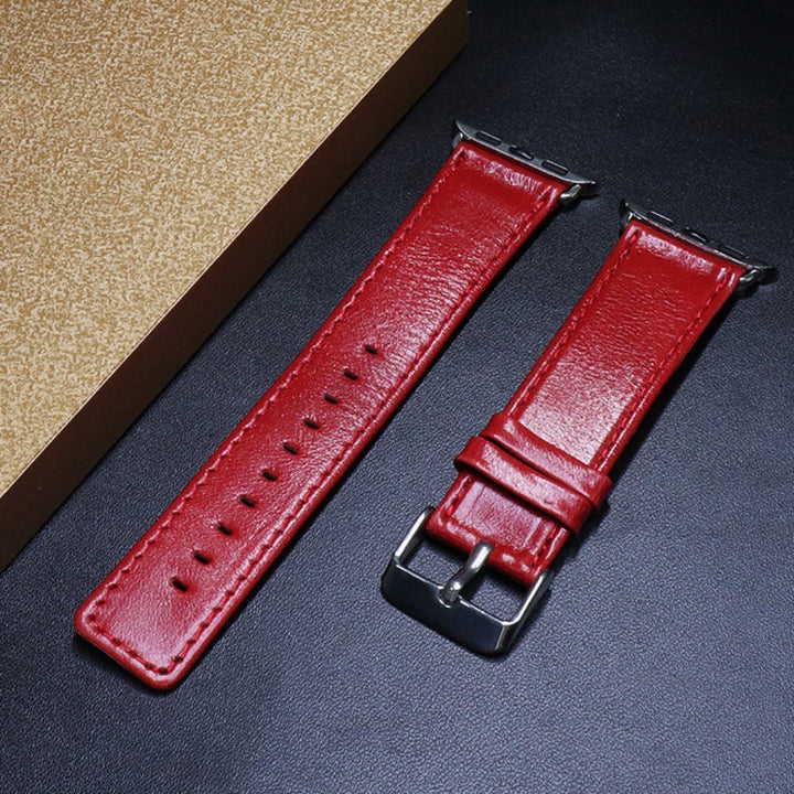 Lisslune | For Apple Watch 5 & 4 44mm / 3 & 2 & 1 42mm Square Tail Retro Crazy Horse Texture Leather Strap (Red)