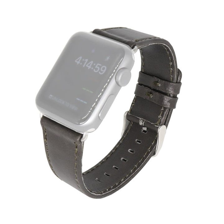Lisslune | For Apple Watch 5 & 4 44mm / 3 & 2 & 1 42mm Square Tail Retro Crazy Horse Texture Leather Watch Strap (Gray)