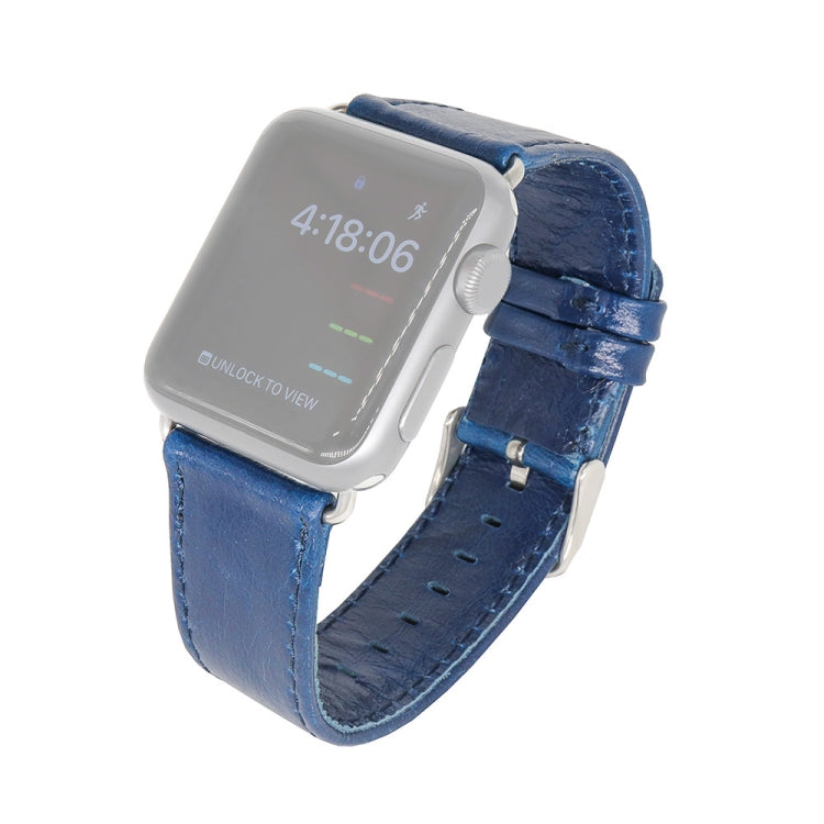 Lisslune | For Apple Watch 5 & 4 44mm / 3 & 2 & 1 42mm Square Tail Retro Crazy Horse Texture Leather Bracelet (Dark Blue)