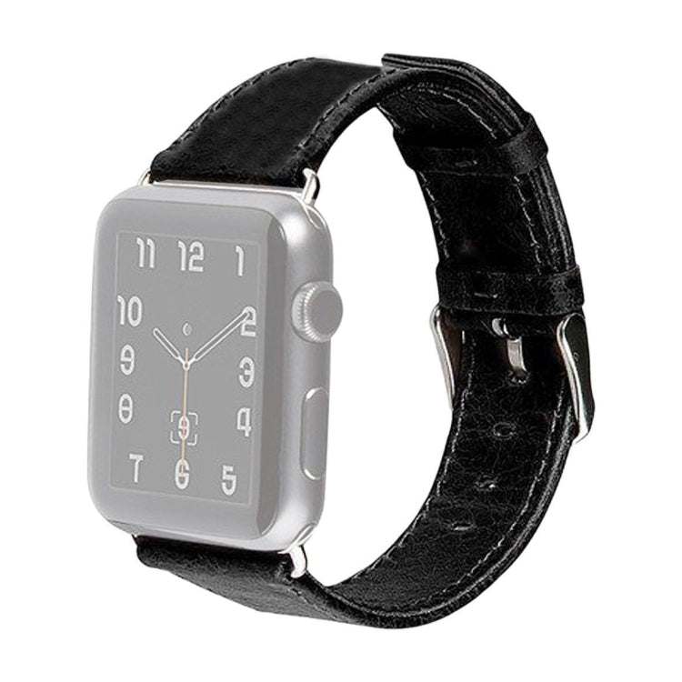 Lisslune | For Apple Watch Series 9&8&7 41mm / SE 3&SE 2&6&SE&5&4 40mm / 3&2&1 38mm Square Tail Retro Crazy Horse Textured Leather Strap (Black)