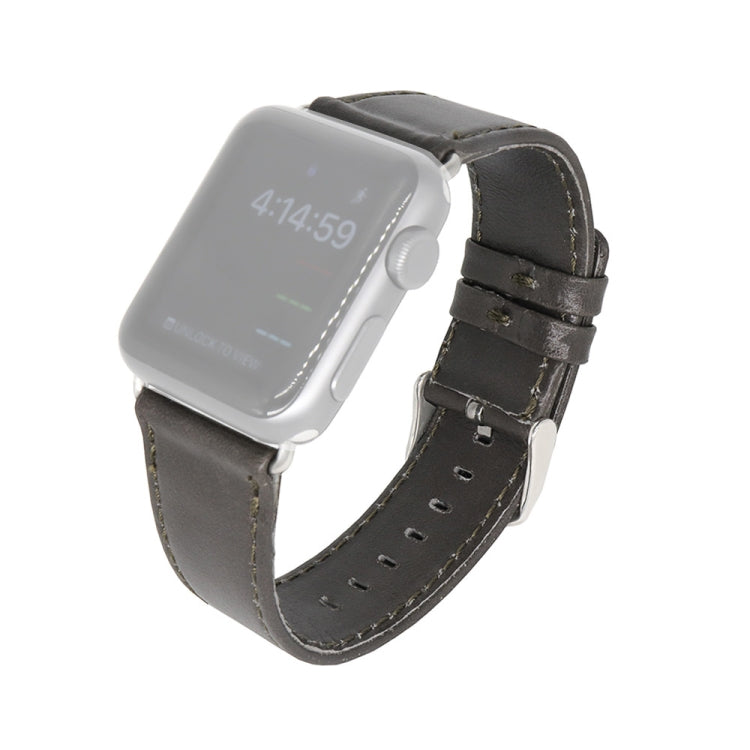 Lisslune | For Apple Watch Series 9&8&7 41mm / SE 3&SE 2&6&SE&5&4 40mm / 3&2&1 38mm Square Tail Retro Crazy Horse Textured Leather Watch Band (Gray)