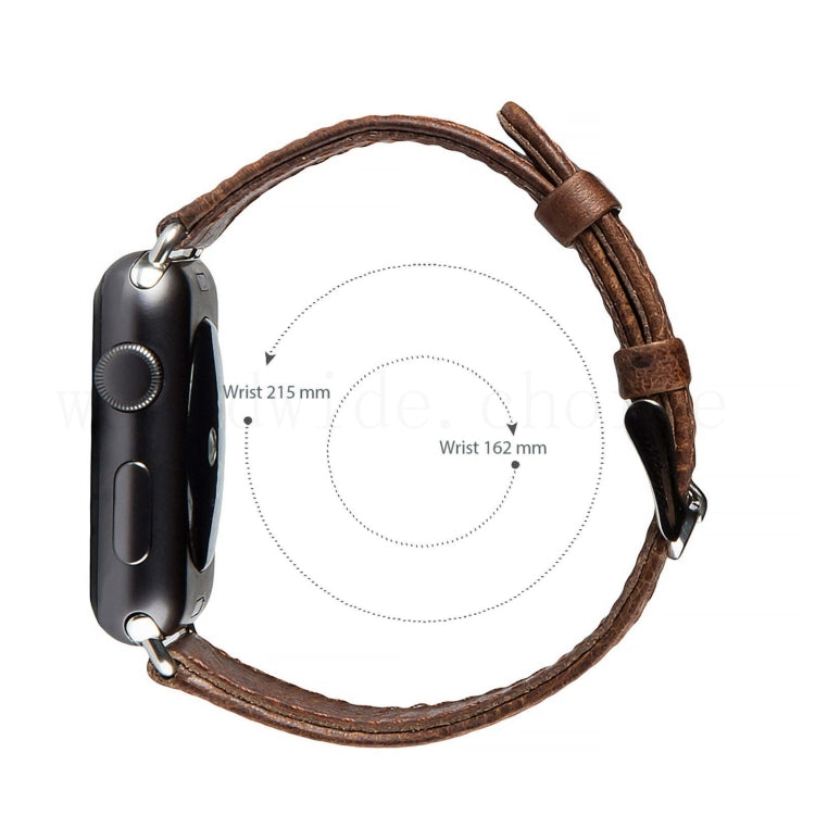 Lisslune | For Apple Watch Series 9&8&7 41mm / SE 3&SE 2&6&SE&5&4 40mm / 3&2&1 38mm Square Tail Retro Crazy Horse Texture Leather Watch Band (Light Brown)