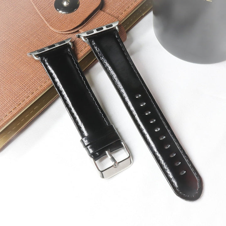 Lisslune | For Apple Watch 5 & 4 44mm / 3 & 2 & 1 42mm Round Tail Retro Crazy Horse Texture Leather Watch Band (Black)