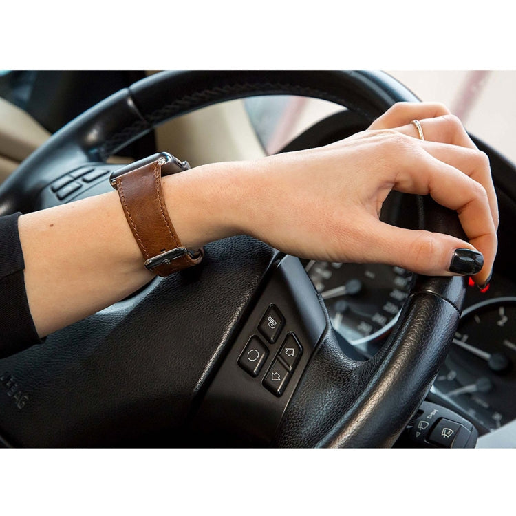Lisslune | For Apple Watch 5 & 4 44mm / 3 & 2 & 1 42mm Round Tail Retro Crazy Horse Texture Leather Watch Band (Black)