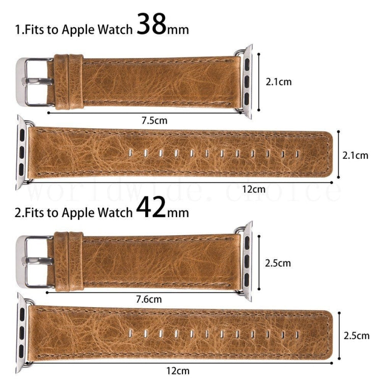 Lisslune | For Apple Watch 5 & 4 44mm / 3 & 2 & 1 42mm Round Tail Retro Crazy Horse Leather Texture Watch Band (Dark Brown)