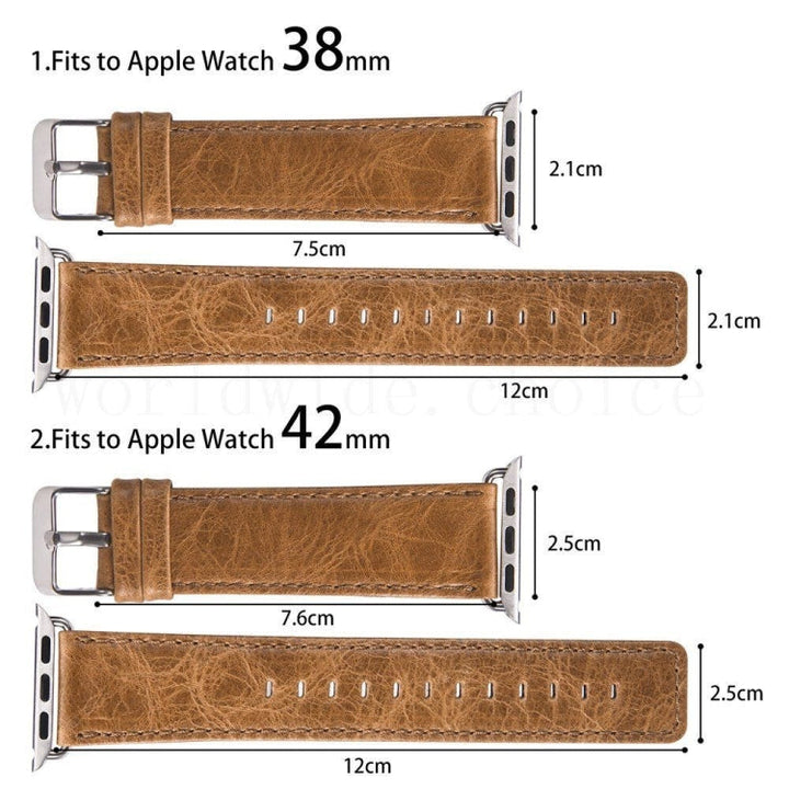 Lisslune | For Apple Watch 5 & 4 44mm / 3 & 2 & 1 42mm Round Tail Retro Crazy Horse Leather Texture Watch Band (Dark Brown)