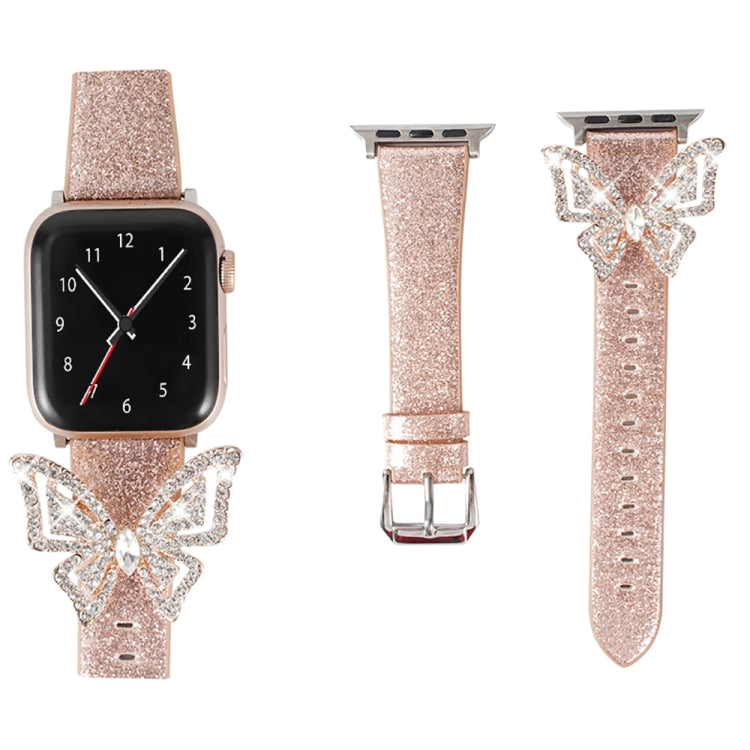 Lisslune | For Apple Watch 5 & 4 44mm / 3 & 2 & 1 42mm Bow Glitter Diamond Watch Band (Rose Gold)