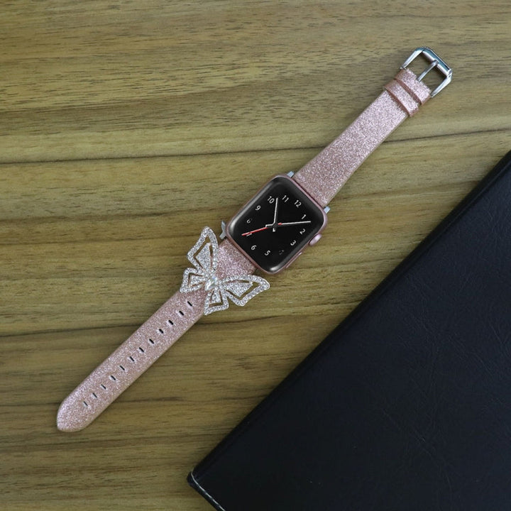 Lisslune | For Apple Watch 5 & 4 44mm / 3 & 2 & 1 42mm Bow Glitter Diamond Watch Band (Rose Gold)