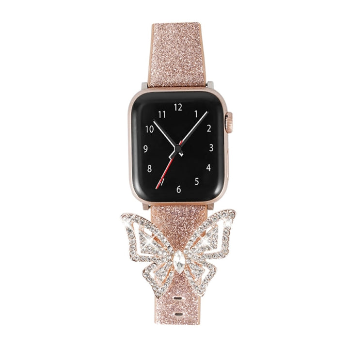 Lisslune | For Apple Watch 5 & 4 44mm / 3 & 2 & 1 42mm Bow Glitter Diamond Watch Band (Rose Gold)