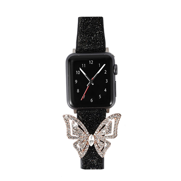 Lisslune | For Apple Watch 5 & 4 44mm / 3 & 2 & 1 42mm Bow Glitter Diamond Watch Band (Black)