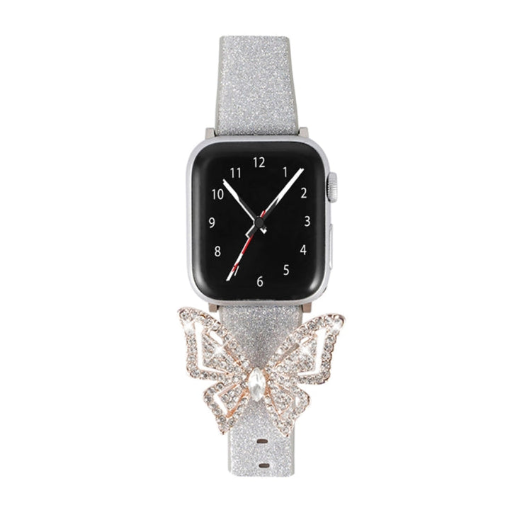 Lisslune | For Apple Watch 5 & 4 44mm / 3 & 2 & 1 42mm Bow Glitter Diamond Watch Band (Silver)