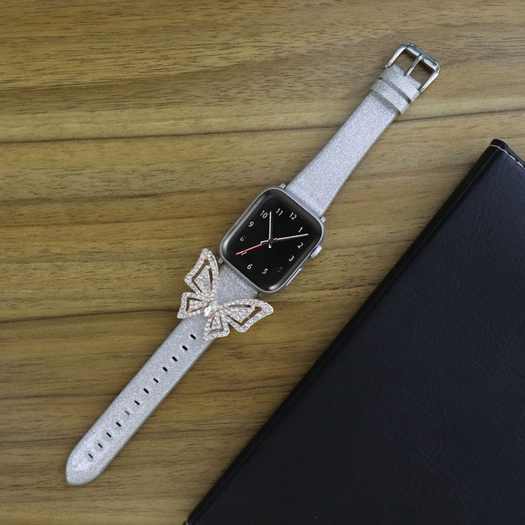 Lisslune | For Apple Watch 5 & 4 44mm / 3 & 2 & 1 42mm Bow Glitter Diamond Watch Band (Silver)