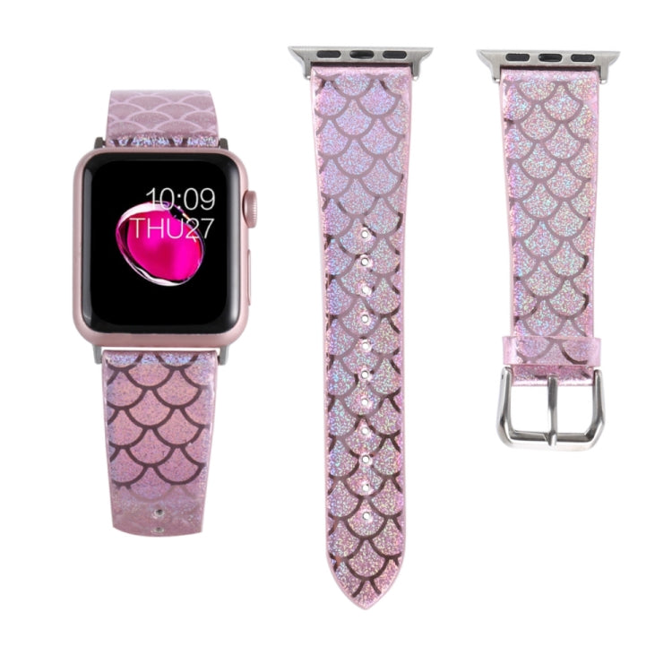 Lisslune | For Apple Watch 5 & 4 40mm / 3 & 2 & 1 38mm Discoloration Glitter Fish Scale Texture Watch Band (Pink)
