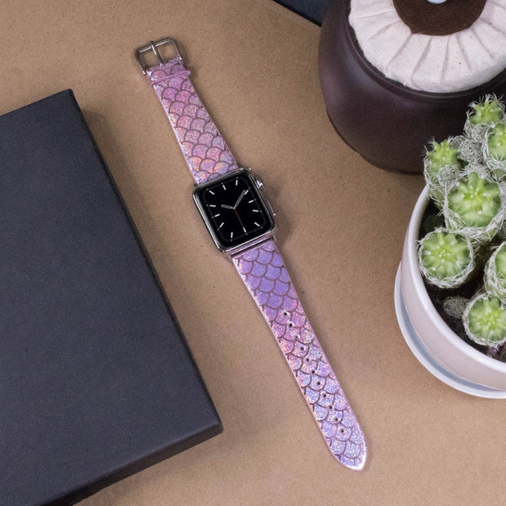 Lisslune | For Apple Watch 5 & 4 40mm / 3 & 2 & 1 38mm Discoloration Glitter Fish Scale Texture Watch Band (Pink)