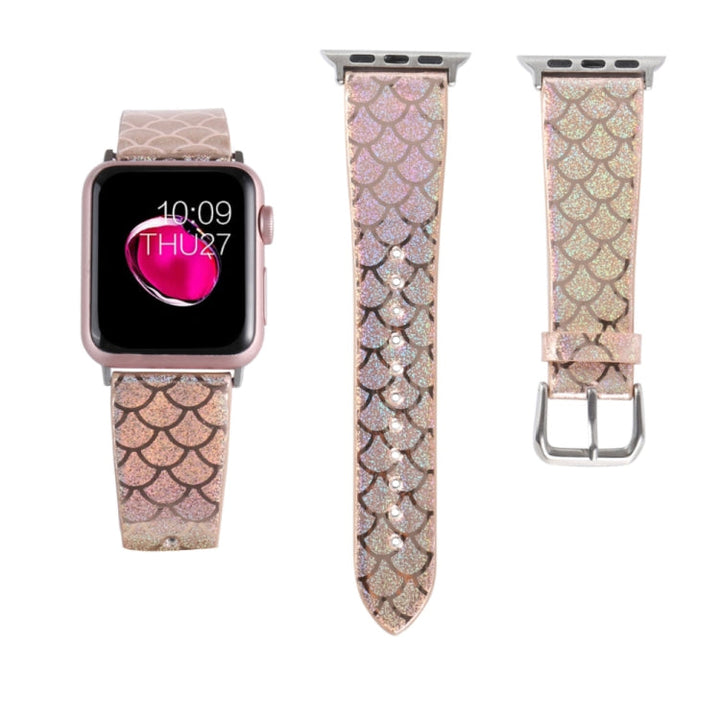 Lisslune | For Apple Watch 5 & 4 40 mm / 3 & 2 & 1 38 mm Discolored Glitter Fish Scale Texture Watch Band (Rose Gold)