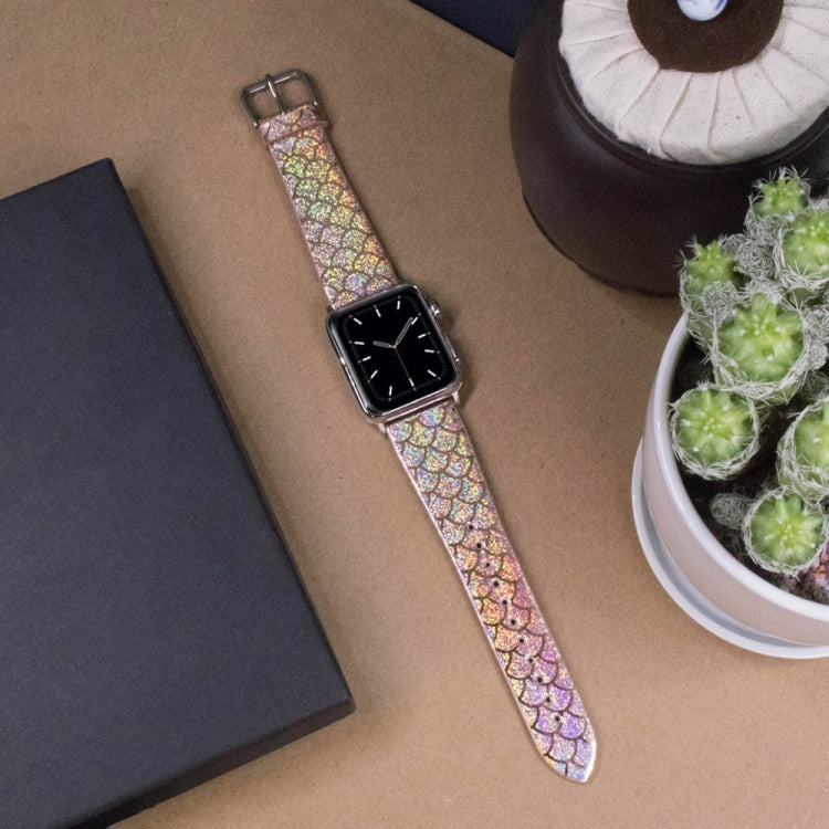 Lisslune | For Apple Watch 5 & 4 40 mm / 3 & 2 & 1 38 mm Discolored Glitter Fish Scale Texture Watch Band (Rose Gold)