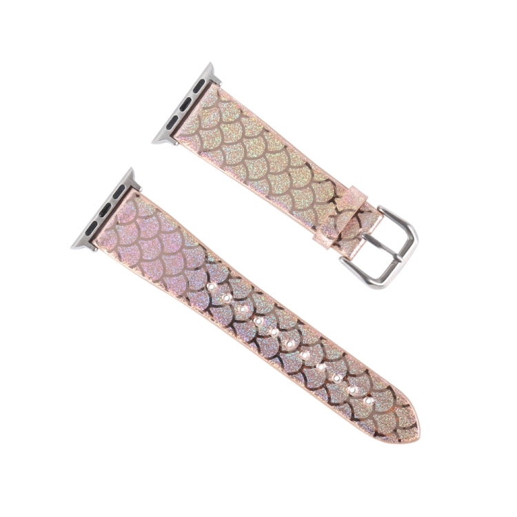Lisslune | For Apple Watch 5 & 4 40 mm / 3 & 2 & 1 38 mm Discolored Glitter Fish Scale Texture Watch Band (Rose Gold)