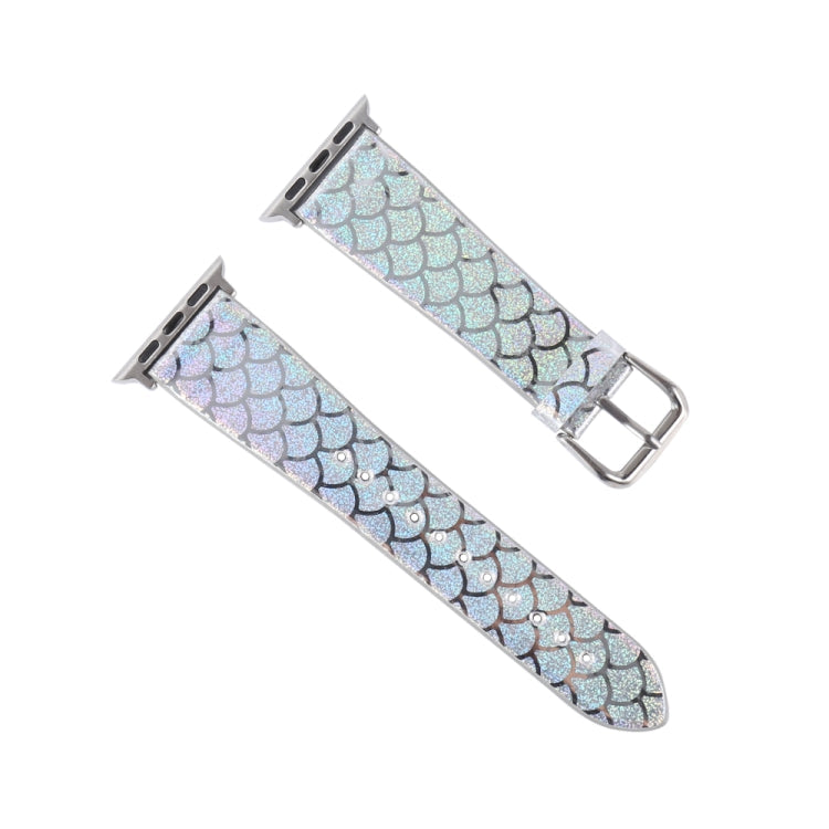 Lisslune | For Apple Watch 5 & 4 40mm / 3 & 2 & 1 38mm Discolored Glitter Fish Scale Texture Watch Band (Silver)