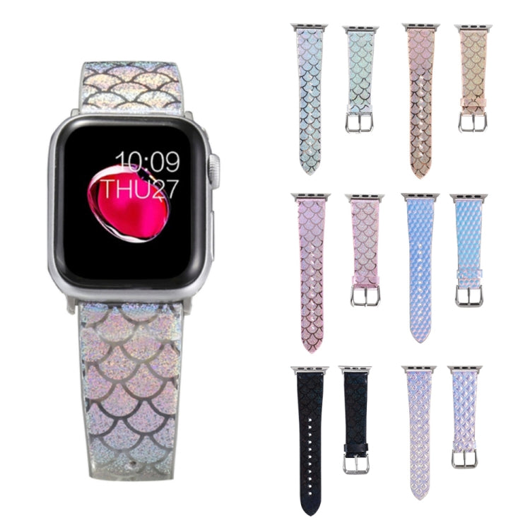 Lisslune | For Apple Watch 5 & 4 40mm / 3 & 2 & 1 38mm Color Changing Glitter Fish Scale Texture Watch Strap (Rhomboid)