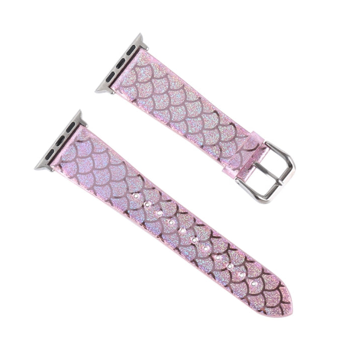 Lisslune | For Apple Watch 5 & 4 44mm / 3 & 2 & 1 42mm Discolored Glitter Fish Scale Structure Watch Band (Rosy Pink)