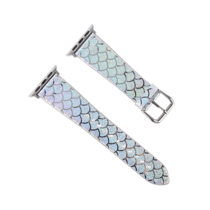 Lisslune | For Apple Watch 5 & 4 44mm / 3 & 2 & 1 42mm Faded Glitter Fish Scale Texture Watch Band (Silver)