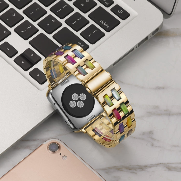Lisslune | For Apple Watch 5 & 4 44mm / 3 & 2 & 1 42mm Stainless Steel + Resin Watch Strap (Iridescent)